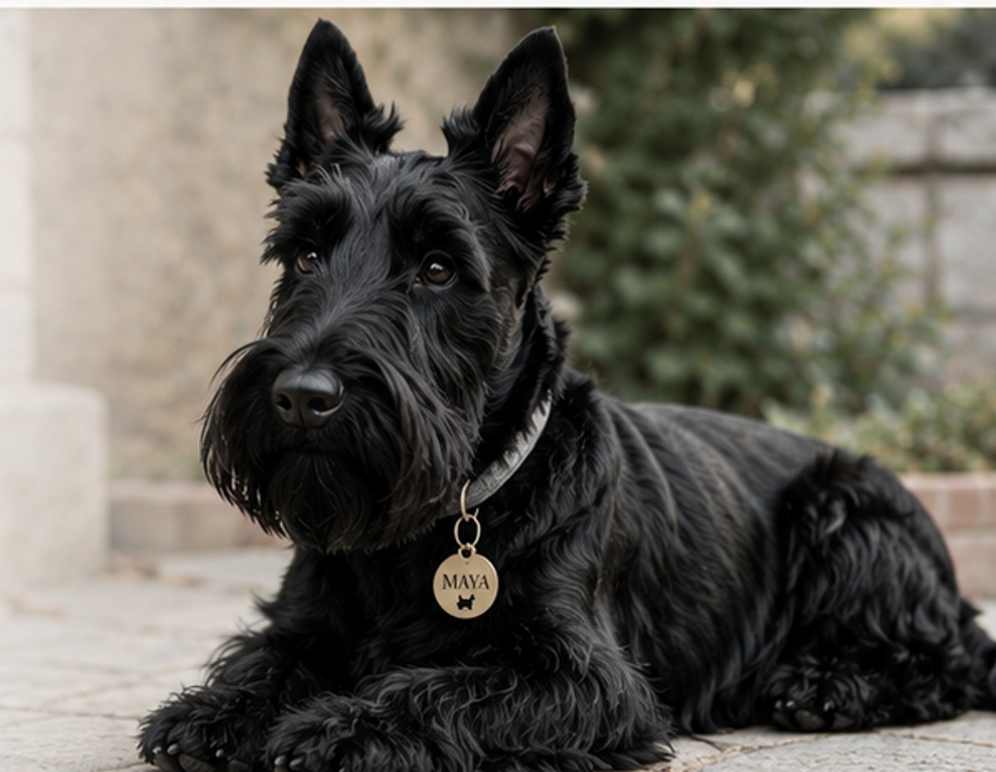 Scottish Terrier negro inspirado en Maya